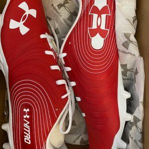 Under Armour Men's Nitro Low Mc Football Shoe, US 15, Red(600)/White